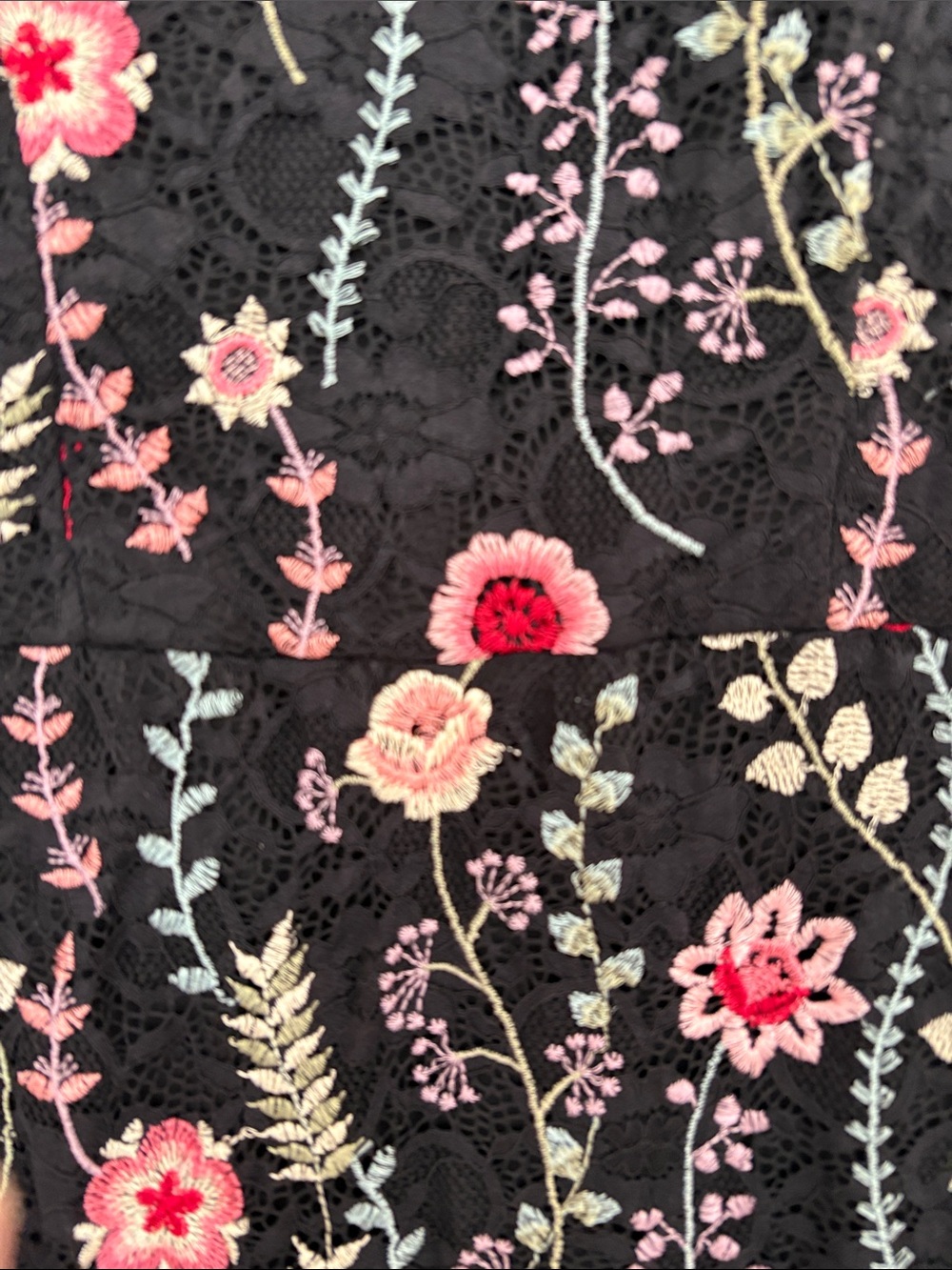 Siena Embroidered Lacy Floral Lined Slip Dress in Black, Pink and Multicolors - Picture 5 of 12
